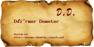 Dörmer Demeter névjegykártya